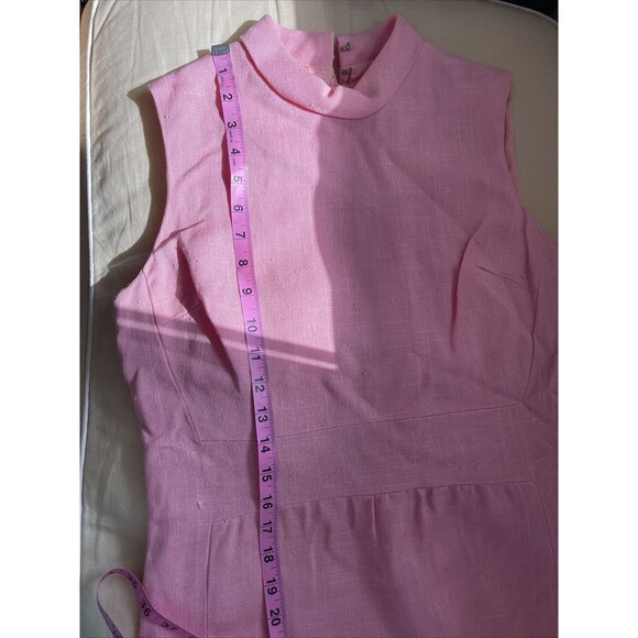VTG 60’s Craig Pink Dress Sleeveless Draped Collar S - Picture 6 of 10